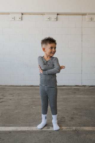Bamboo Two Piece Pajamas | Black Gingham