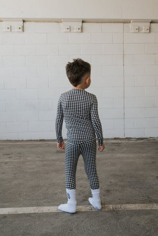 Bamboo Two Piece Pajamas | Black Gingham