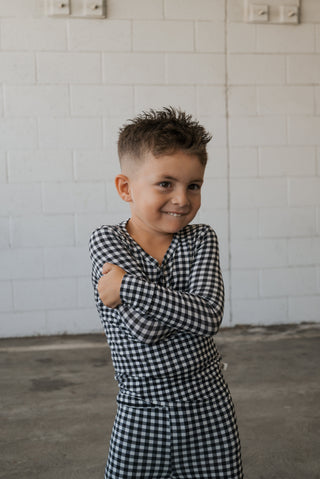 Bamboo Two Piece Pajamas | Black Gingham