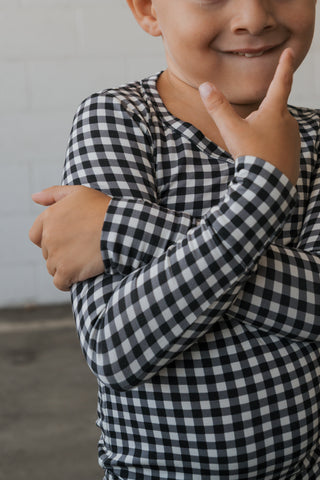 Bamboo Two Piece Pajamas | Black Gingham