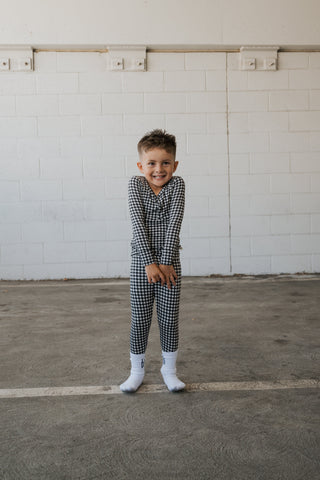 Bamboo Two Piece Pajamas | Black Gingham