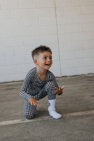 Bamboo Two Piece Pajamas | Black Gingham
