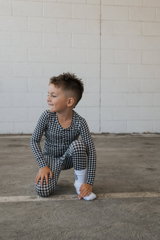 Bamboo Two Piece Pajamas | Black Gingham