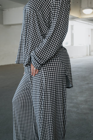 Women's Bamboo Button Up Lounge Set | Black Gingham