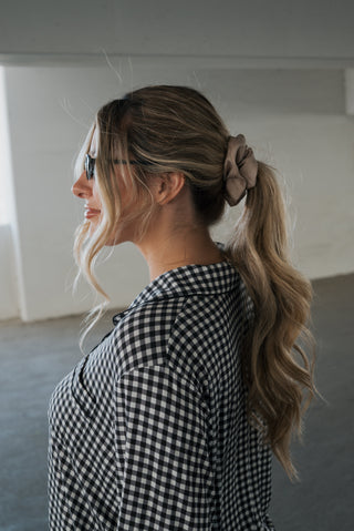 Women's Bamboo Button Up Lounge Set | Black Gingham