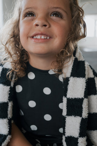 Girl's Bamboo Short Set | B&W Polka Dot
