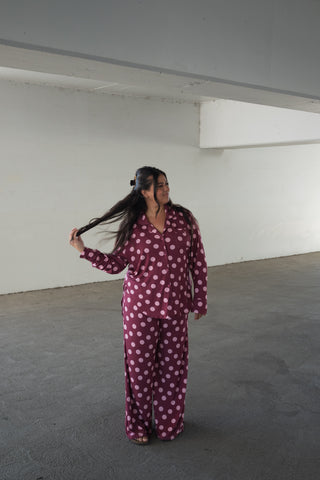 Women's Bamboo Button Up Lounge Set | Heather Rose Dot