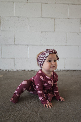 Bamboo Head Wrap | Maroon Stripe