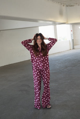 Women's Bamboo Button Up Lounge Set | Heather Rose Dot