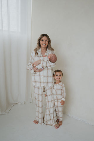 Women's Bamboo Button Up Lounge Set | Ellis Plaid