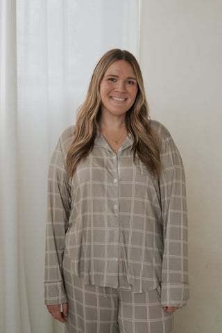 Women's Bamboo Button Up Lounge Set | Linen Grid