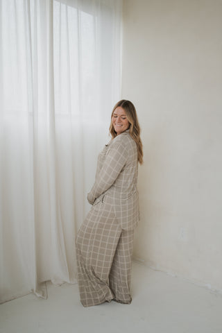 Women's Bamboo Button Up Lounge Set | Linen Grid