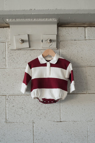 Rugby Sweatshirt Romper | Deep Cranberry