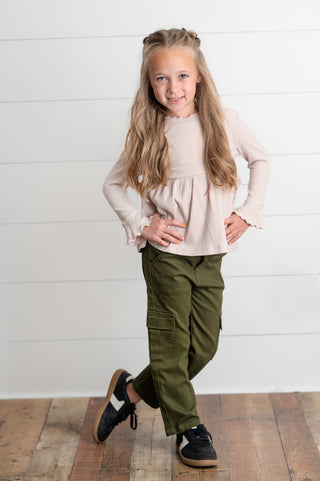 Olive Green Cargo Denim Pants
