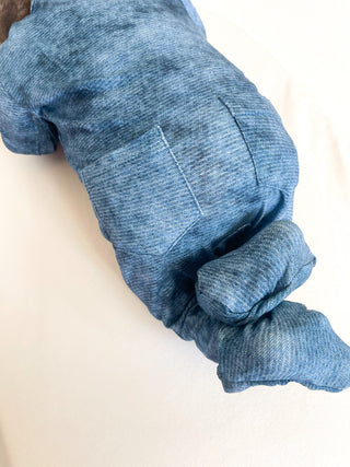 Denim Print | Convertible Two-Way Zip Footie