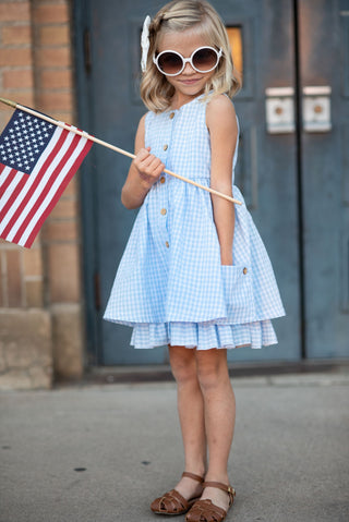 Blue Check Gingham Dress