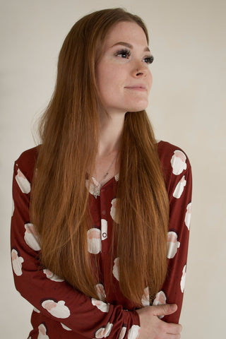 Women's Long Sleeve Bamboo Pajama | Vintage Santa