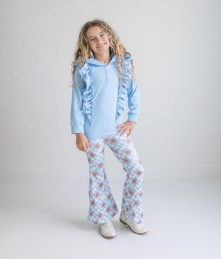 Evie Blue Check Pant Hooded Set