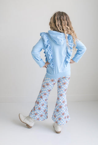 Evie Blue Check Pant Hooded Set
