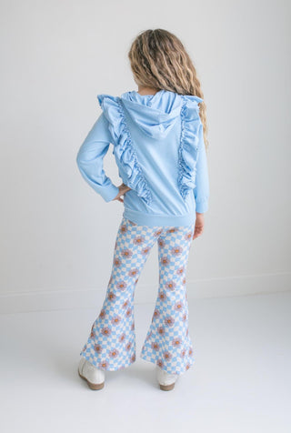 Evie Blue Check Pant Hooded Set