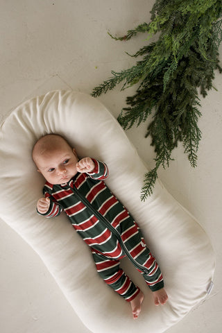 Bamboo Zip Pajamas | Holiday Stripe