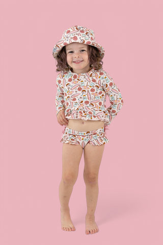 FUN IN THE SUN DREAM TWO-PIECE RASH GUARD RUFFLE SWIM SUIT