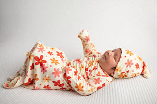 70s Groovy Flower Knotted Newborn Gown