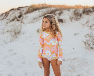 Mia Flower Wave Zip Swimsuit