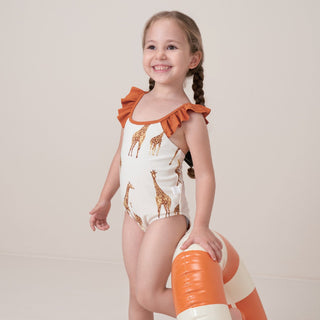 Duck Ruffled Cross Back Swimsuit