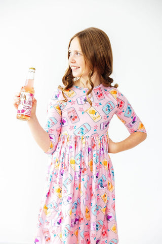Girly Pop 3/4 Sleeve Pocket Twirl Dress