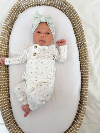 Vintage Blooms 2pc Henley Bamboo Pajamas - Sizes Newborn & Up!