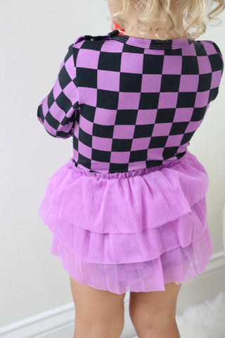 SPOOKY CHECKERS DREAM TUTU BODYSUIT DRESS