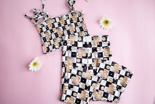 SMILEY CUP OF CHECKERS DREAM SMOCKED FLARE SET