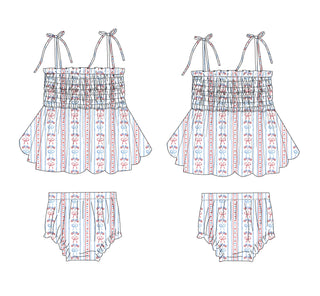Caroline - Smocked Diaper Dress Set