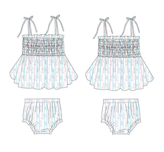Lila - Smocked Diaper Dress Set