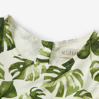 Island Leaf Butterfly Ruffle Dress
