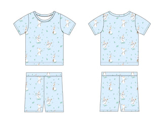 Blue Flurry (ribbed) - Biker Short Set