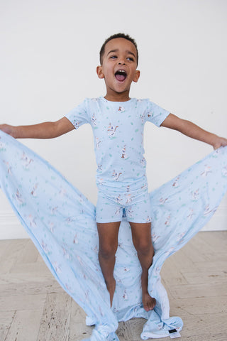 Blue Flurry (ribbed) - Biker Short Set