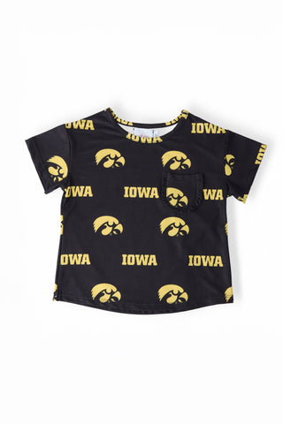 Iowa Black Tigerhawk Ruffle Pocket Tee