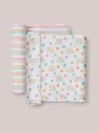 2-Pack Square Swaddle Blanket Set - Bonjour Bébé