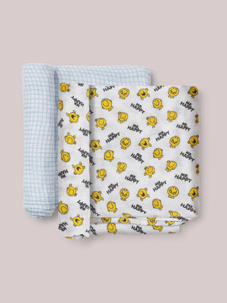 2-Pack Square Swaddle Blanket Set - Mr. Happy&trade;