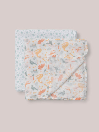 2-Pack Square Swaddle Blanket Set - Roarsome