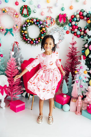Jingle Bells 3/4 Sleeve Pocket Twirl Dress