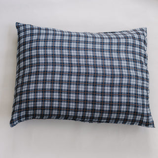 Navy Plaid Muslin Pillow Case