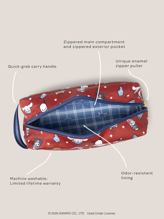 Hello Kitty® × JuJuBe Varsity Be Dapper Toiletry Cosmetic Bag – Red and Navy