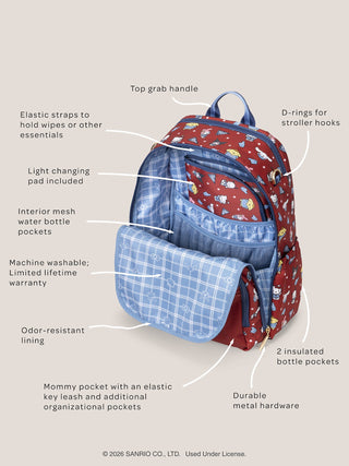 Hello Kitty® × JuJuBe Varsity Zealous Backpack Diaper Bag – Red and Navy