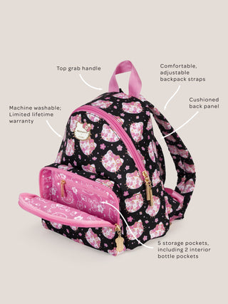 Hello Kitty® × JuJuBe Cherry Blossoms Everyday Mini Small Diaper Bag Backpack – Black and Pink