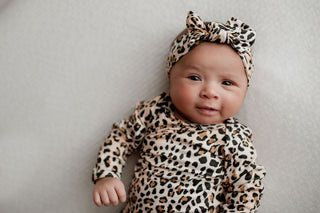 Leopard Knotted Newborn Baby Gown