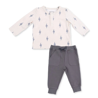 Lightning Bolt Viscose - Long Sleeve Henley And Jogger