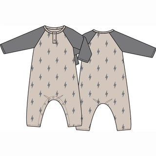 Lightning Bolt Viscose - Long Sleeve Raglan Henley Romper